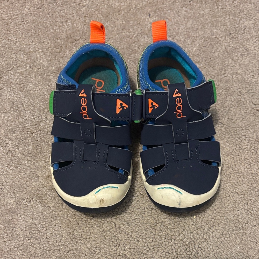 PLAE Kids Sandals - Navy and Orange Accents